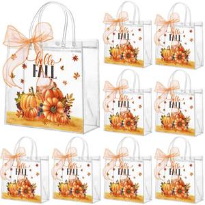 lot 18177 image: Motipuns Clear PVC Fall Gift Bags with Handles 24 Pcs