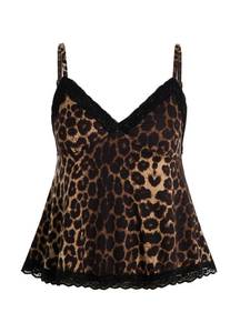lot 18193 image: SOLY HUX Womens Y2K Lace Cami Striped Babydoll Top Brown Leopard