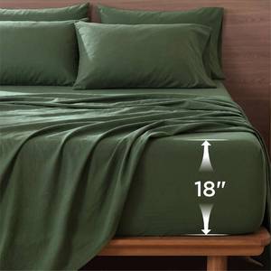 lot 18196 image: Bedsure Queen Deep Pocket Sheet Set 6 Piece 18-Inch Pocket