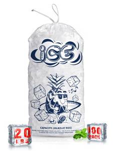 lot 18217 image: Banloga 100 Pack Ice Bags 20 lb Drawstring Heavy-Duty 2 Mil