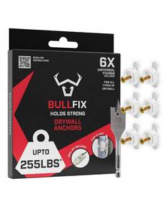 lot 18222 image: Bullfix Plasterboard Fixings Heavy Duty Drywall Anchors 6 Pack