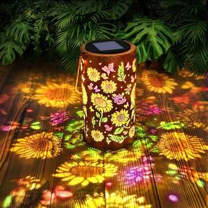 lot 19939 image: BSGlobal Colorful Sunflower Butterfly Solar Lantern Outdoor Hanging Light IP65