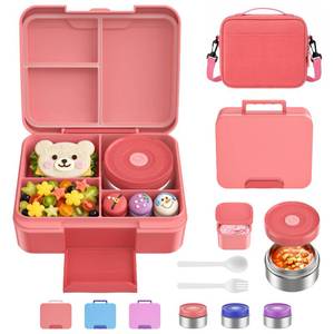 lot 19954 image: Winproper Bento Lunch Box Set with 8.5oz Insulated Food Jar, Pink