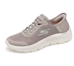 lot 19964 image: Skechers Womens Slip-In Sneaker Taupe 7 Wide Go Walk Flex Hands Free