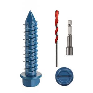 lot 20414 image: Kvohlum 316 x 1 Blue Hex Washer Head Concrete Screws Anchor Kit 100 Pcs