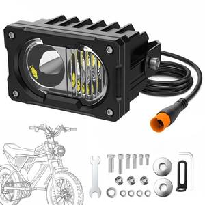 lot 20443 image: Alcohu E-Bike Headlight 20W 10V-80V 3-Pin Julet for Ridstar Q20