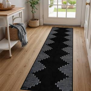 lot 20449 image: Seavish Black Boho Washable Runner Rug 2x6 Indoor