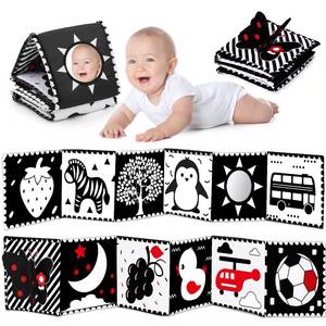 lot 20451 image: Thremhoo Black and White Baby Book Toy High Contrast Tummy Time 0-6 Months