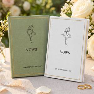 lot 20456 image: Set of 2 Hardcover Wedding Vow Books Sage Green & White Floral 5.9x4.1in