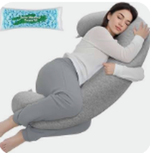 lot 1243 image: Moon Park Maternity Pillow Gray Plush Cover w Care Instruction Packaging - Stock image may not match actual product image