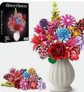lot 1244 image: Flower Clusters 99134 Building Block Set 1329 Pcs 14 Flower Types Ages 6 - Stock image may not match actual product image
