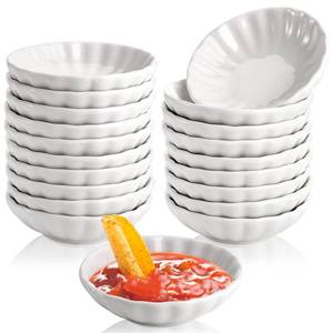lot 1284 image: Hiceeden 20 Pack Ceramic Soy Sauce Dish 1 Oz Mini Porcelain Pinch Bowl