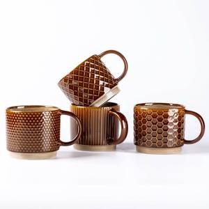 lot 1286 image: GBhome 6 oz Stackable Ceramic Coffee Mugs Set of 4