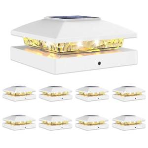 lot 1290 image: VOLISUN Solar Post Cap Lights 4x4 8 Pack White IP64 Waterproof