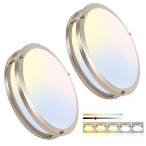 lot 1308 image: OOWOLF 13 Inch LED Flush Mount Ceiling Light Fixture 5CCT Brushed Nickel
