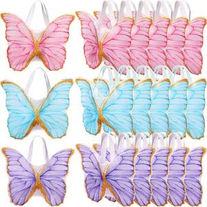 lot 1311 image: Silkfly 24 Pcs Butterfly Favor Bags Non-Woven, Pink Purple Blue