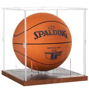 lot 1317 image: Fitense Acrylic Basketball Display Case with Solid Wood Base 10.2x10.2x10.7 In
