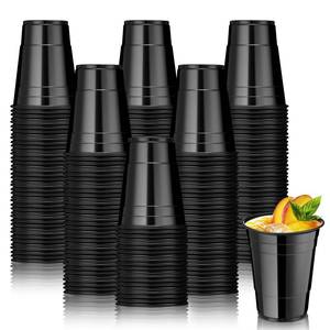 lot 1320 image: Lounsweer 100 Pack 16 Oz Black Plastic Party Cups Halloween