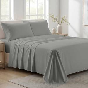 lot 1322 image: Ashton Sheets 100% Organic Cotton Queen Sheet Set Dark Grey