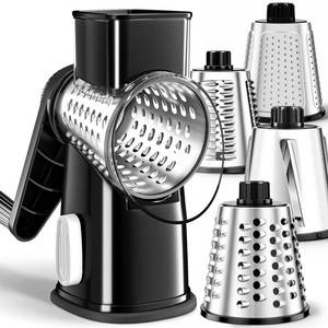 lot 1345 image: Weltonhm 4-in-1 Large Rotary Cheese Grater Hand Crank Black