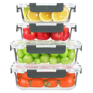 lot 1352 image: KOMUEE Glass Food Storage Containers Set 52oz 22oz 4 Pack with Lids