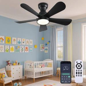 lot 1354 image: KNUN Low Profile Ceiling Fan with Light 36 Inch Black  Retail $129