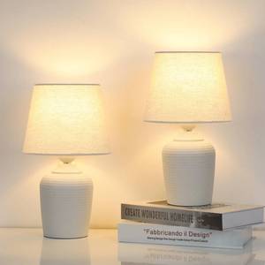lot 1355 image: Sucolite Small Table Lamps Set of 2, 11.8 Inch, Beige & White