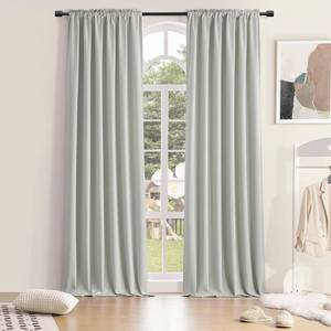 lot 1365 image: DONREN Blackout Curtain Panels Rod Pocket 52 x 96 Inch Light Grey 2 Pack