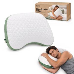 lot 1372 image: Novilla Curved Side Sleeper Pillow Tencel Memory Foam Adjustable Fill