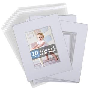lot 1385 image: Somime 10 Pack Acid-Free White Picture Mats 8x10 for 5x7 Prints, Bevel Cut