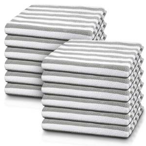 lot 1391 image: Preboun 12 Pcs Oversized Striped Beach Towels Bulk Gray