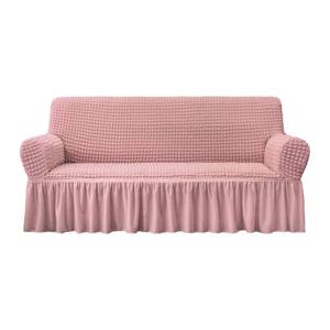lot 1394 image: NICEEC Pink Stretch Sofa Slipcover with Skirt, 3 Cushion Couch
