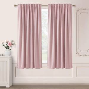 lot 1395 image: SHINELAND Baby Pink Blackout Curtains for Nursery 52 in W x 63 in L 2 Panels
