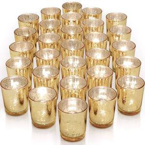 lot 1402 image: LETINE Gold Mercury Glass Votive Candle Holders Set of 36
