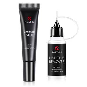 lot 2294 image: CurvLife Semi-Solid Nail Glue Kit 0.53 oz Gel 0.68 fl oz Remover