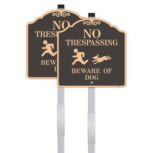 lot 2296 image: Doninex No Trespassing Beware of Dog Yard Sign 12x12 in 2 Pack