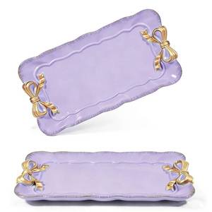 lot 2300 image: Wowagoga Vintage Decorative Jewelry Tray 2 Pack Purple 7.32 x 4.33 in