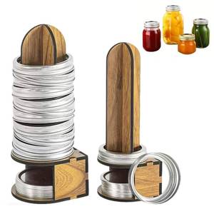 lot 2301 image: QiaoSha Wooden Mason Jar Lid Organizer 2 Pack Regular and Wide Mouth