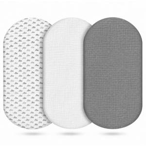 lot 2311 image: Vruelia Bassinet Sheets 100% Muslin Cotton 3 Pack Gray Cloud 30x18 to 33x20