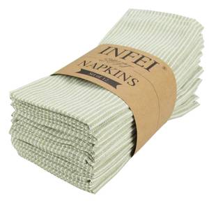 lot 2316 image: INFEI Striped Cotton Linen Dinner Napkins Set of 12 15.75 x 11.81 in Green