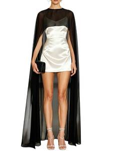 lot 2339 image: Hedovan Women Chiffon Cape Poncho Sheer Mesh Shawl Wrap Black One Size