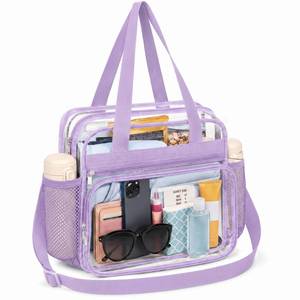 lot 2342 image: Attmu Clear Stadium Tote Bag 12 x 12 x 6 Purple