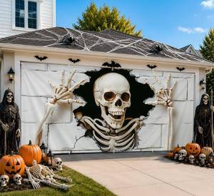 lot 2343 image: THISFIND Halloween Skeleton Skull Garage Door Banner 6 x 13 FT 71 x 157 In