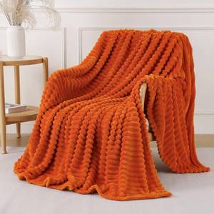 lot 2347 image: YIICKO Orange Striped Throw Blanket 50x60 Inches