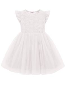 lot 2349 image: Arshiner Toddler Girls Tulle Flower Dress White 5T