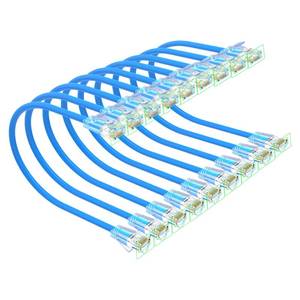 lot 2378 image: Xcftaud Cat 6 Patch Cable 1 ft 10 Pack Slim Ethernet 10Gbps 550MHz Blue