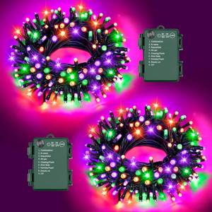 lot 2379 image: FFZZKJ Halloween String Lights 100 LED Battery Operated 8 Modes Timer 2-Pack