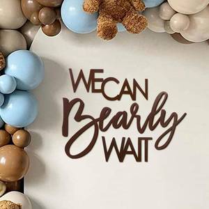 lot 2384 image: Mastron We Can Bearly Wait Felt Letter Backdrop Sign Brown Teddy Bear