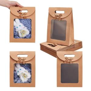 lot 2387 image: NBEADS Tan Kraft Paper Gift Bags with Window 12 Pcs 7.48x3.58x10.24 in