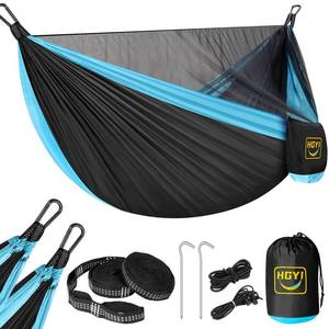lot 2393 image: HGYI Portable Camping Hammock with Mosquito Net, Double & Single 600 lb